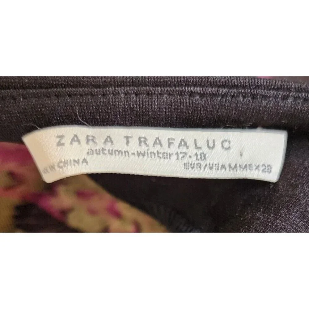 Zara Trafaluc Women's Sleeveless Mini Dress Satin Floral Jacquard Black Size M - Picture 10 of 16